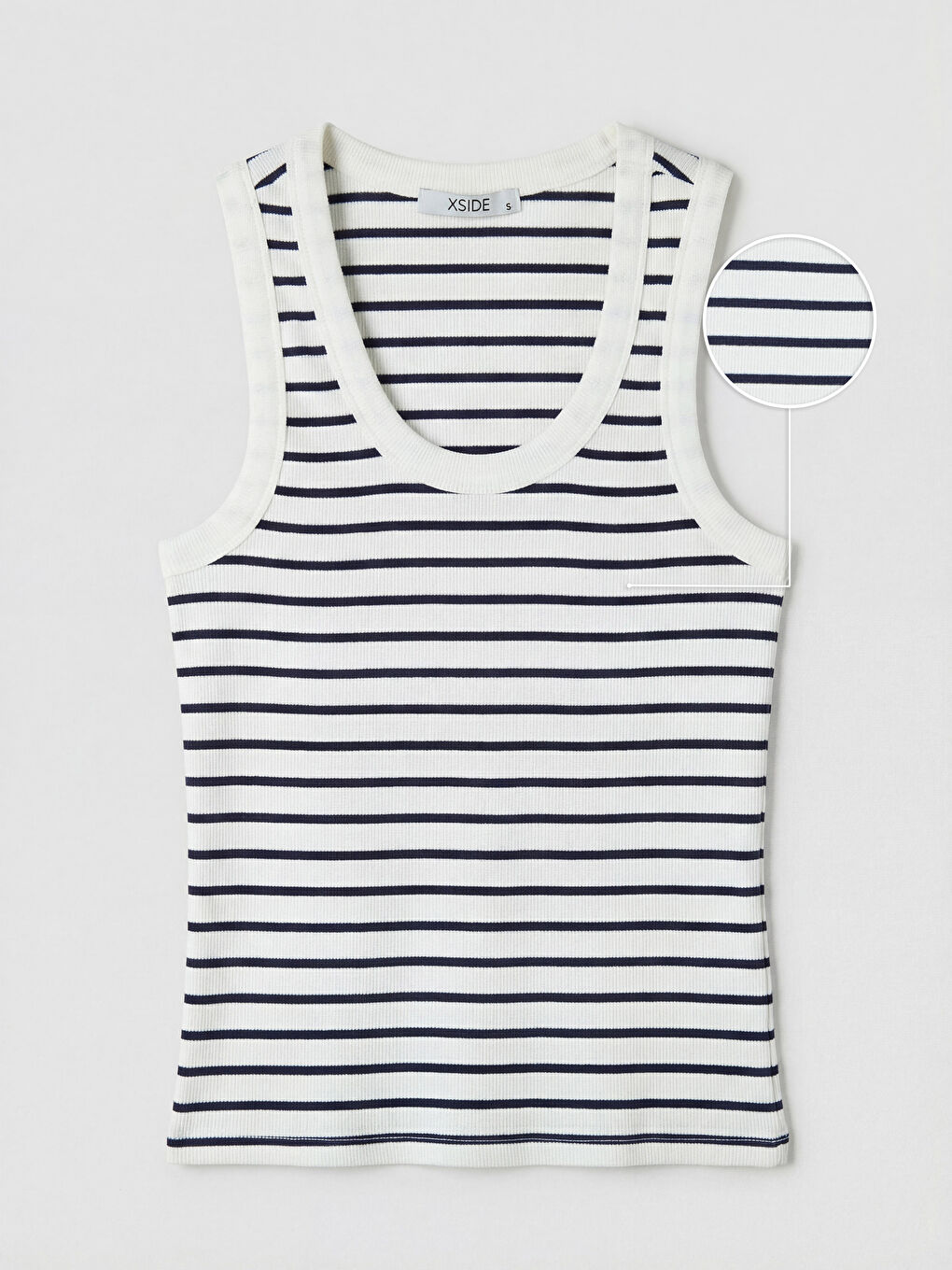 Lacivert U Yaka Çizgili Kadın Atlet