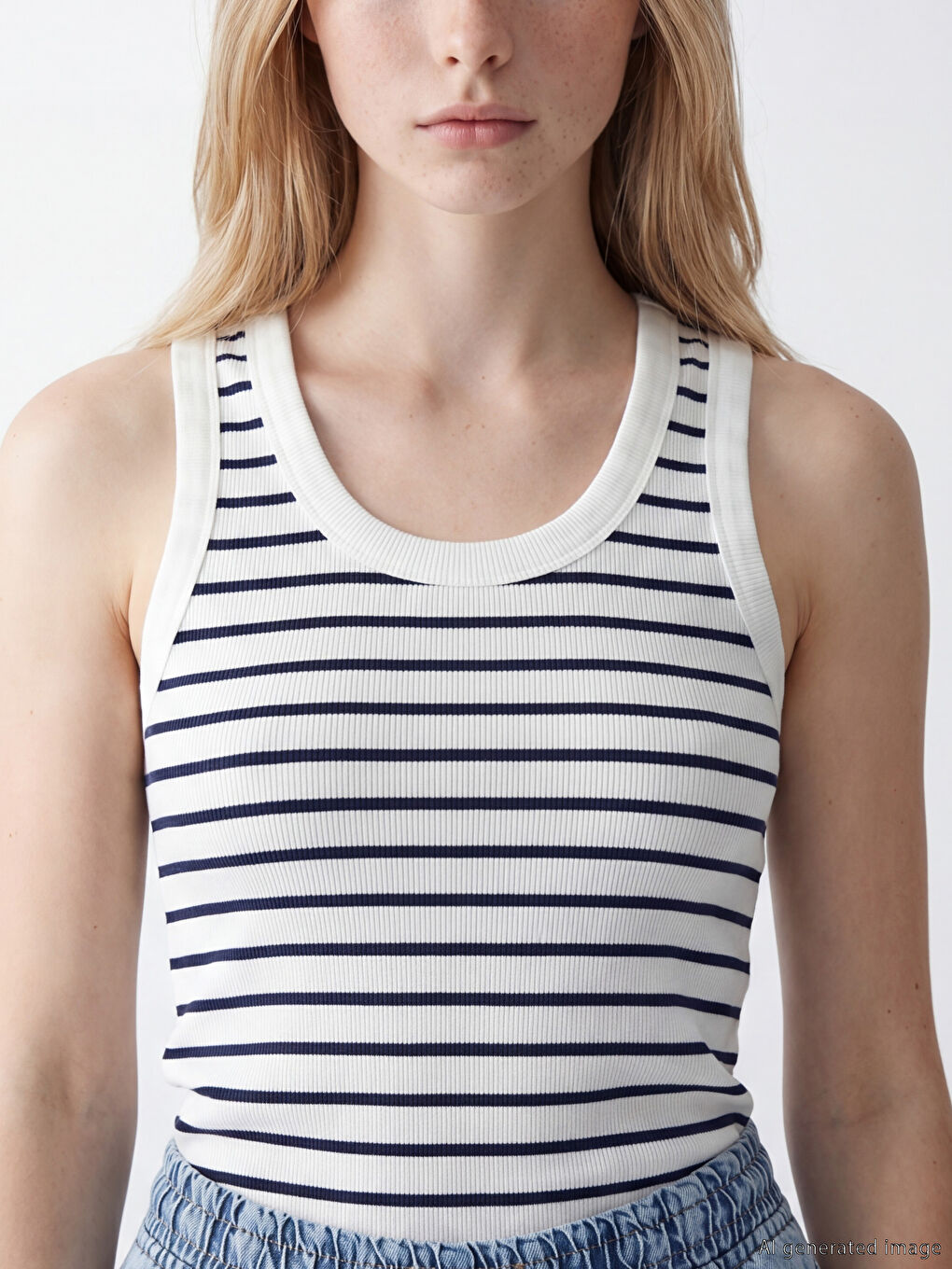 U Neck Striped Women's Tank Top-2
