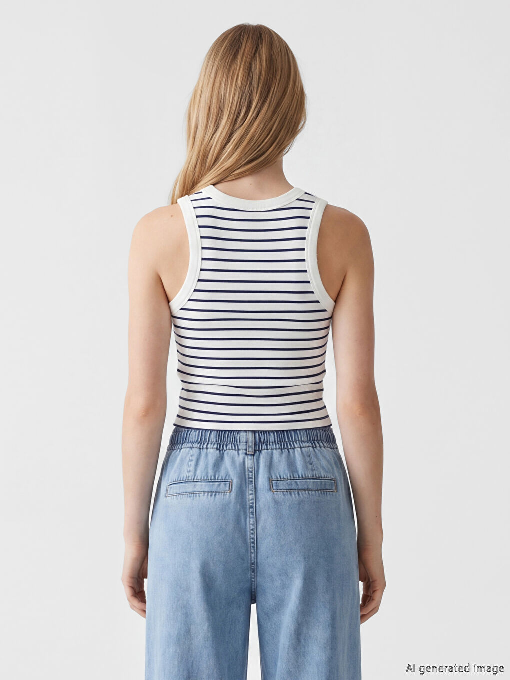 U Neck Striped Women's Tank Top-3