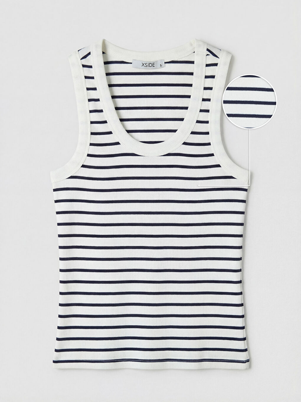 Lacivert U Yaka Çizgili Kadın Atlet-4