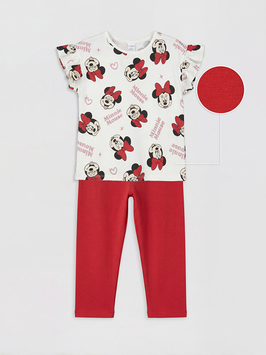 Ekru Minnie Mouse Baskılı Kız Çocuk Takımı