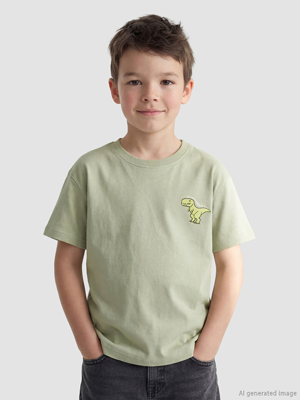 Beyaz Bisiklet Yaka Erkek Çocuk Tişört 2'li-1