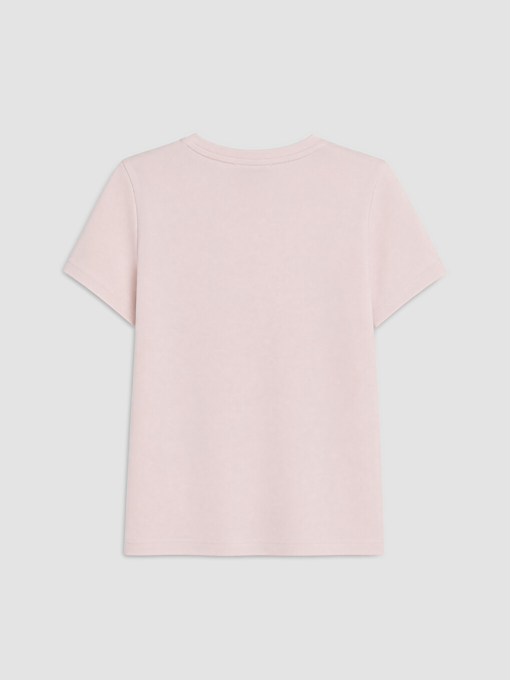 Pembe Bisiklet Yaka Taşlı Soft Touch Kadın Tişört-1