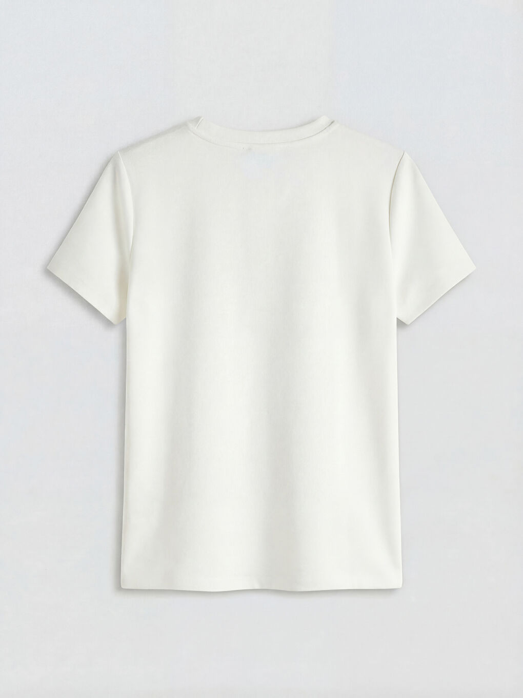 Ekru Bisiklet Yaka Taşlı Soft Touch Kadın Tişört-1