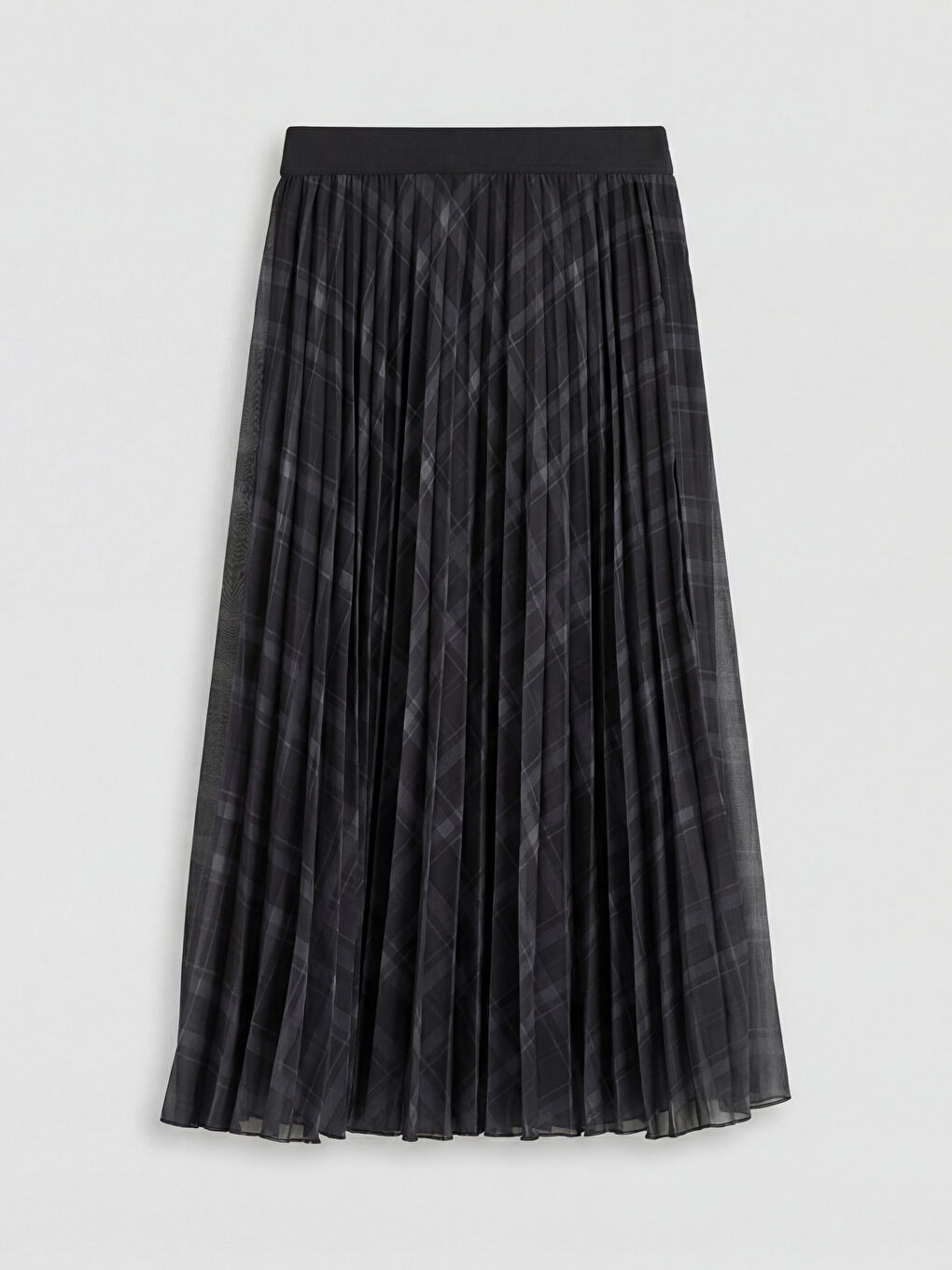 Lacivert Beli Lastikli Ekose Pileli Etek