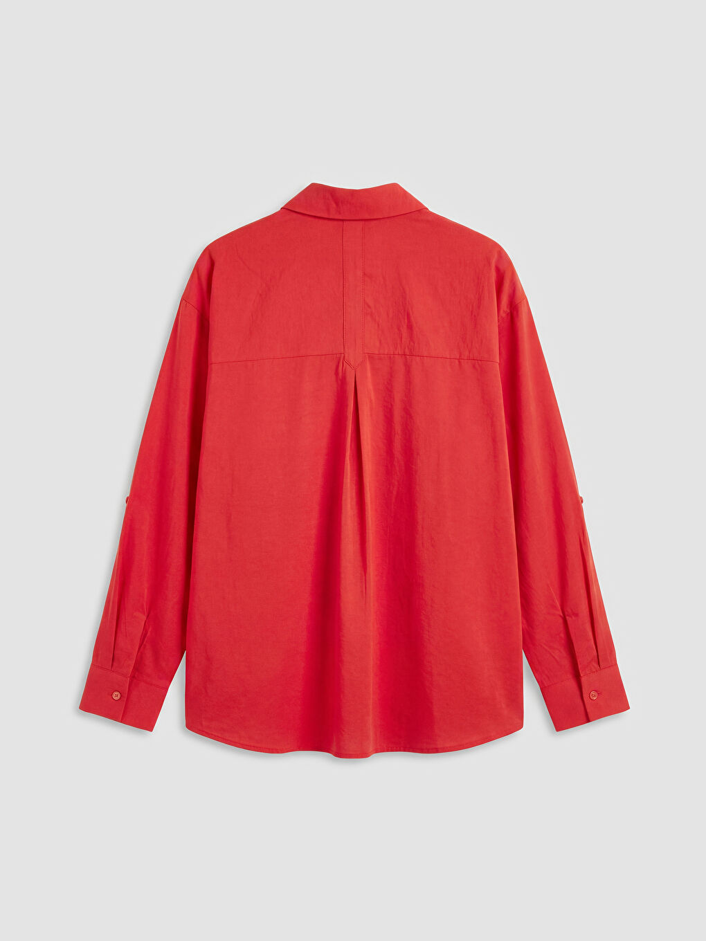 Kırmızı Modal Karışımlı Oversize Kadın Gömlek-1