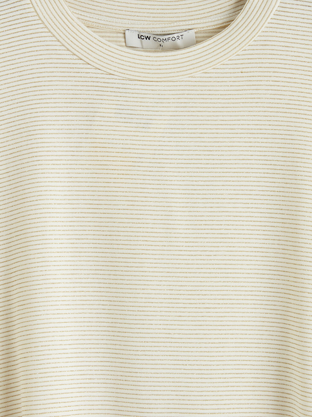 Sarı Bisiklet Yaka Çizgili Kadın Tişört-2