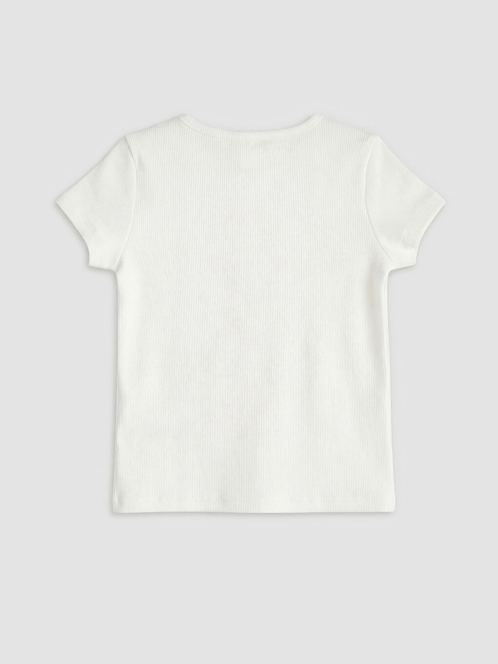 Beyaz Fiyonk Nakışlı Kız Çocuk Fitilli Tişört-1