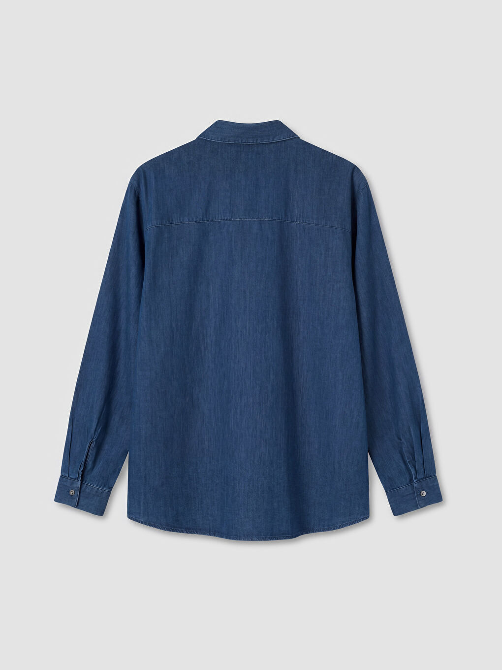 Mavi Nakışlı Kadın Jean Gömlek-1