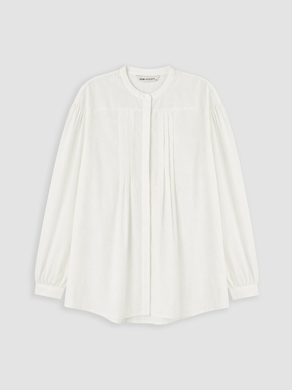 Grandad Collar Pleated Women's Shirt Tunic-1