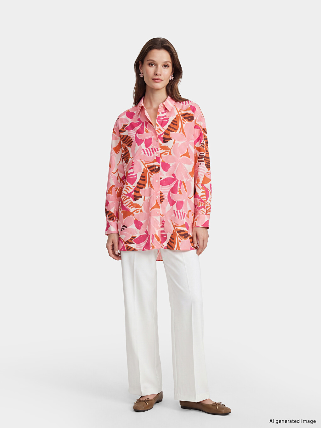 Patterned Oversize Women's Shirt Tunic-1