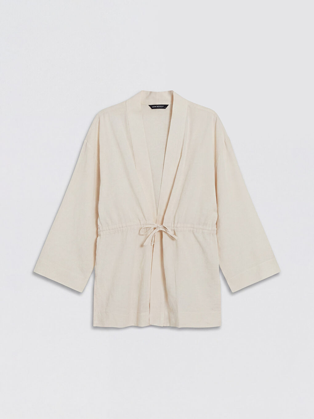 Ekru V Yaka Kadın Kimono-4