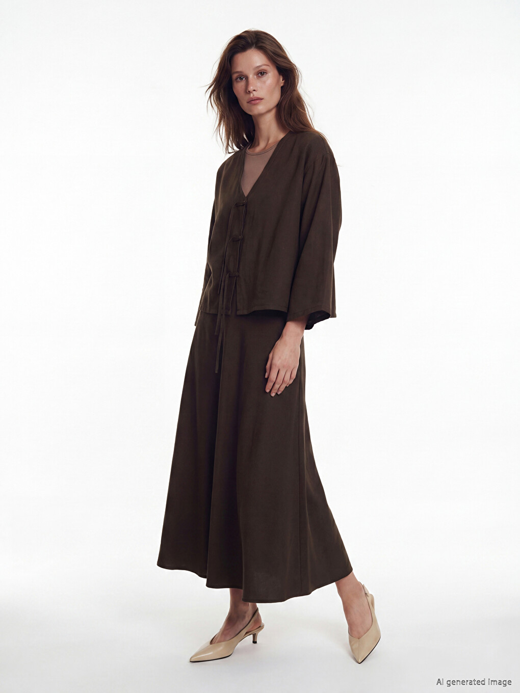 V Neck Modal Textured Women's Kimono-1