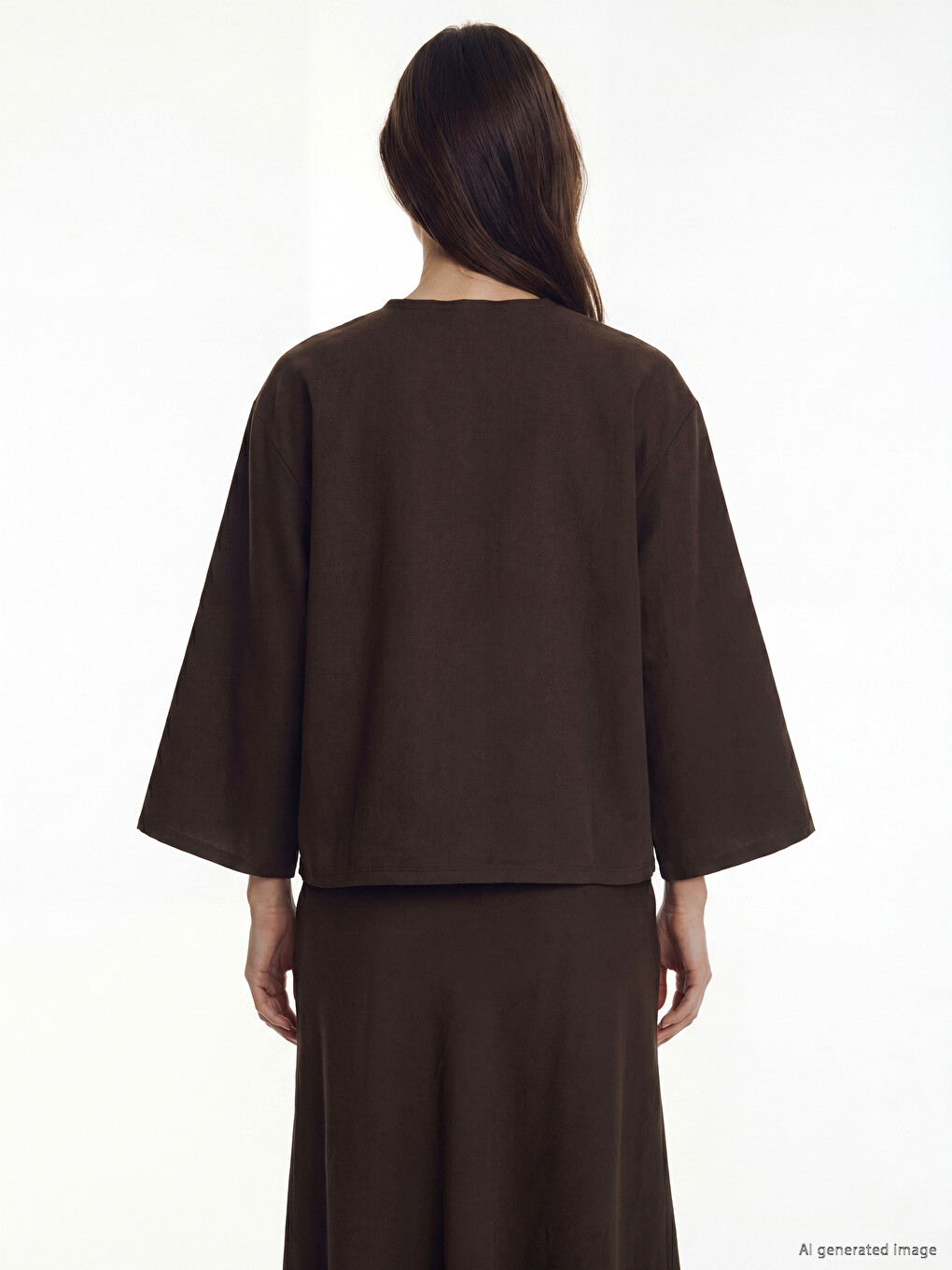 V Neck Modal Textured Women's Kimono-3