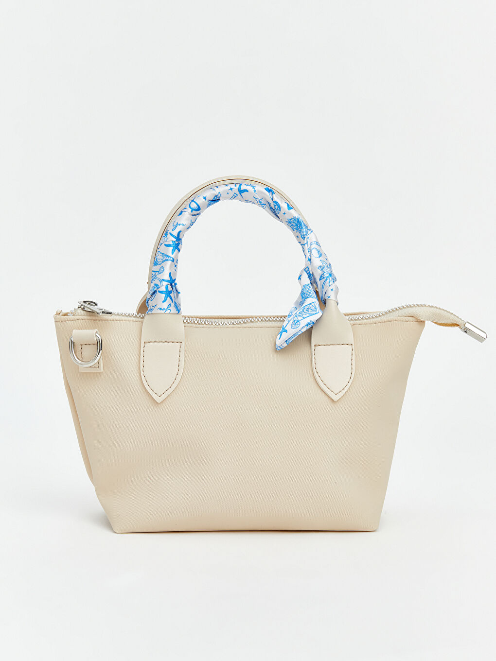 Ekru Fular Aksesuarlı Kız Çocuk Omuz Çantası