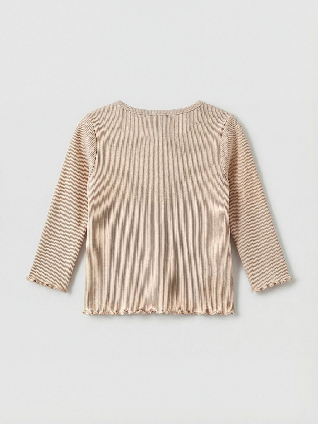 Bej Bisiklet Yaka Kalp Baskılı Kız Bebek Bluz-1