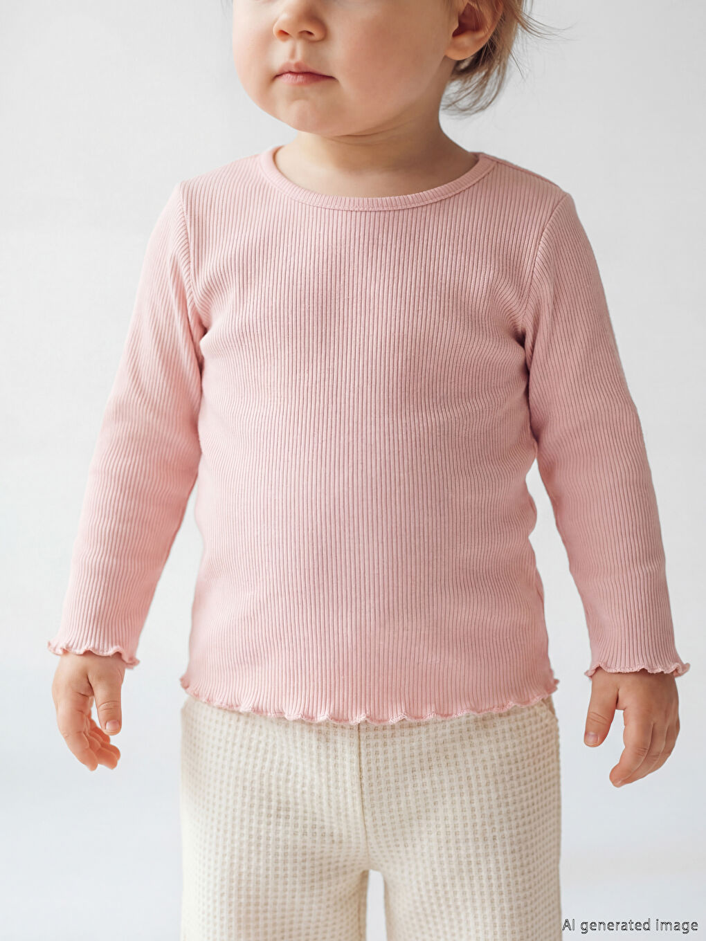 Pembe Bisiklet Yaka Kalp Baskılı Kız Bebek Bluz-1