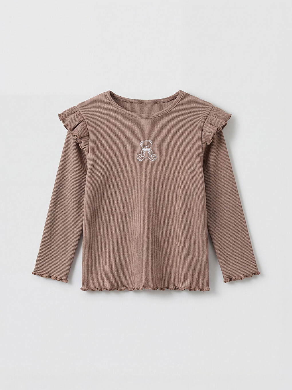 Kahverengi Nakışlı Kız Bebek Tişört 3'lü-1