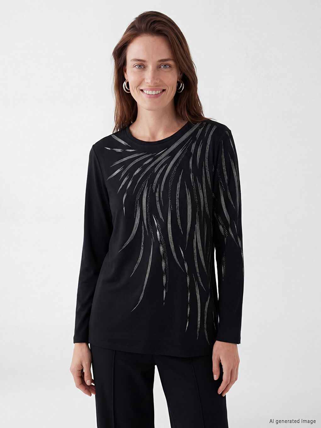 Bluza sa okruglim izrezom sa uzorkom