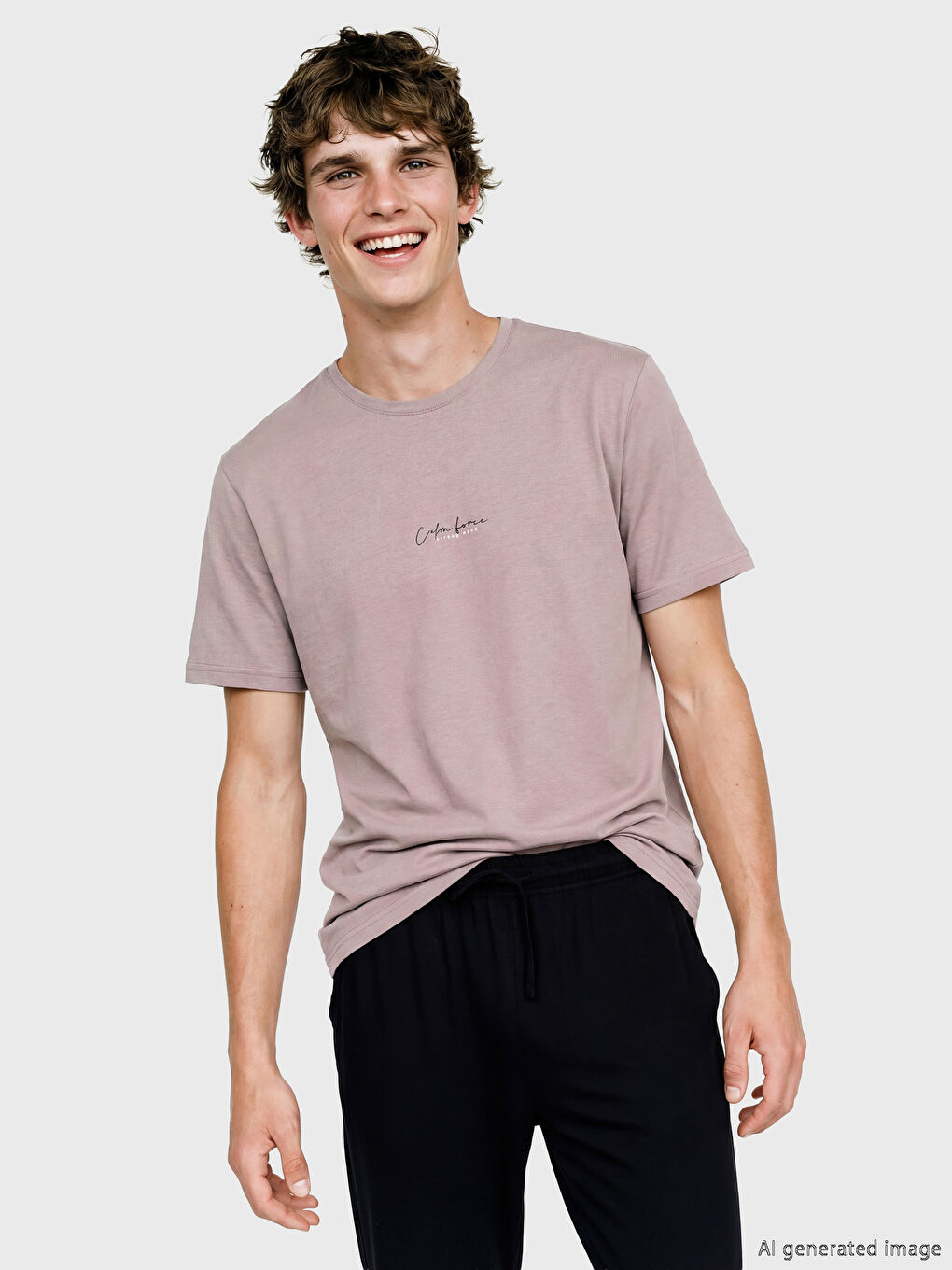 Pembe Standart Kalıp Erkek Pijama Takımı-1