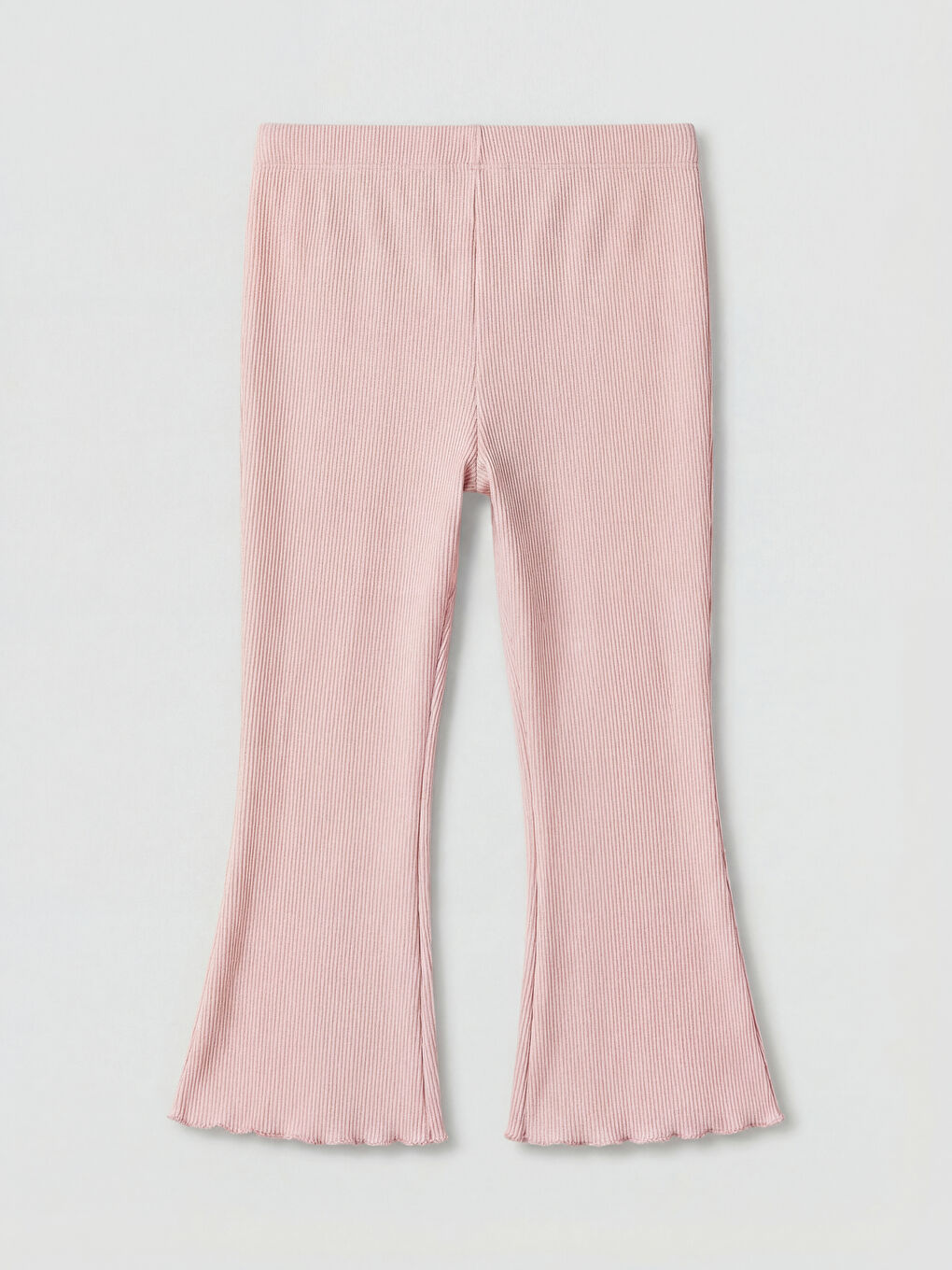 Pembe İspanyol Paça Fitilli  Kız Bebek Triko Tayt-1