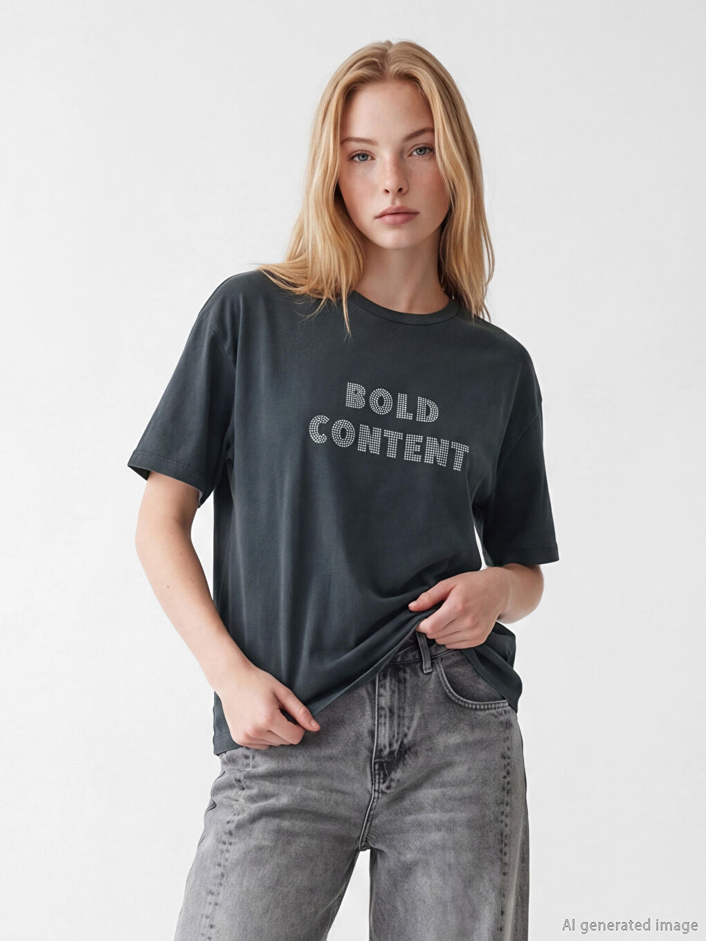 Tricou Imprimat cu Guler Rotund pentru Femei