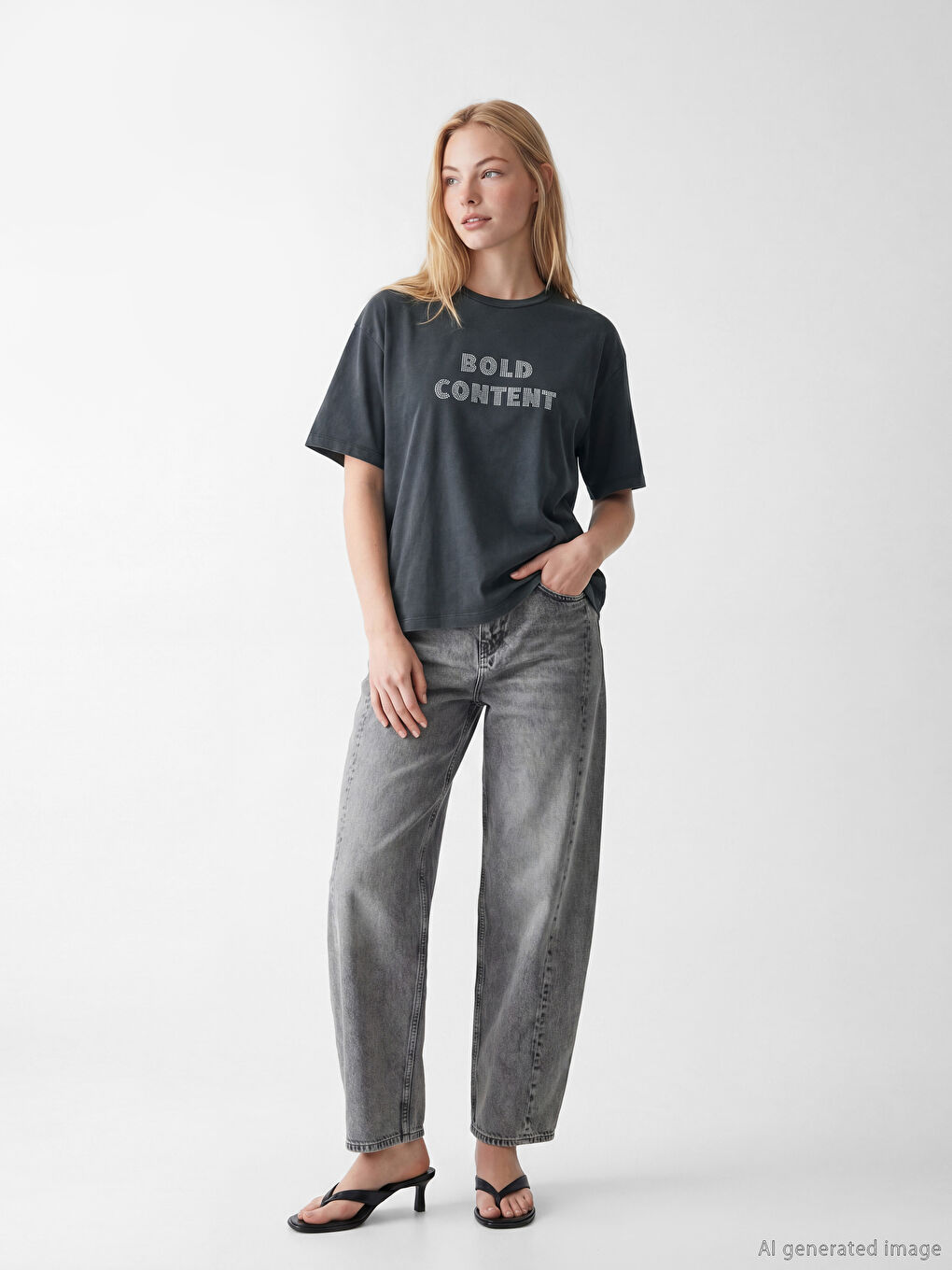 Tricou Imprimat cu Guler Rotund pentru Femei-1