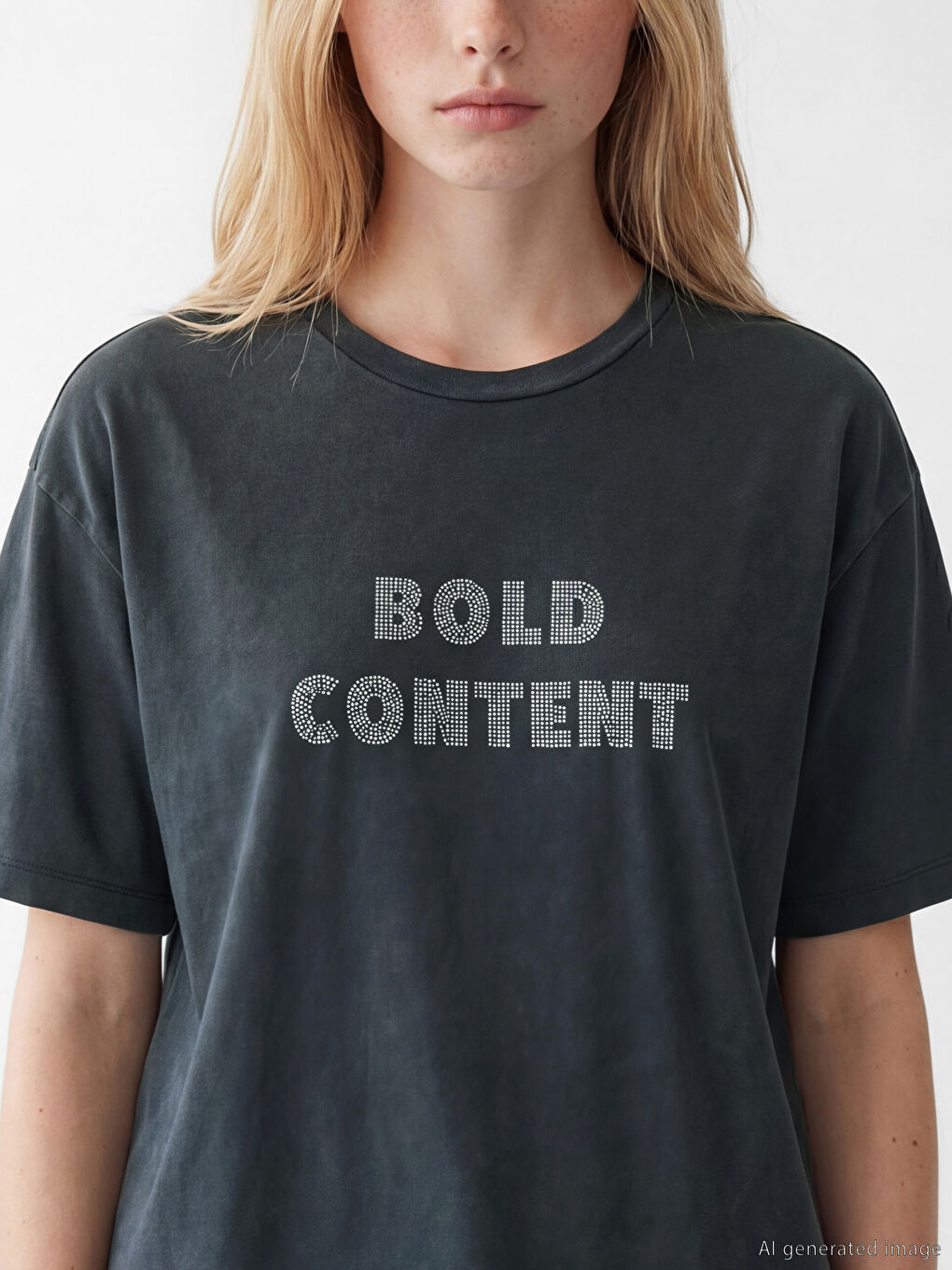 Tricou Imprimat cu Guler Rotund pentru Femei-2