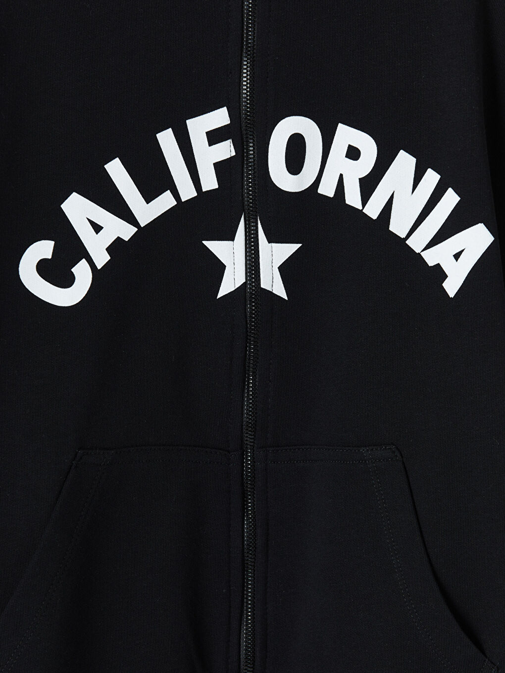 Siyah California Baskılı Kız Çocuk Kalın Fermuarlı Sweatshirt-2