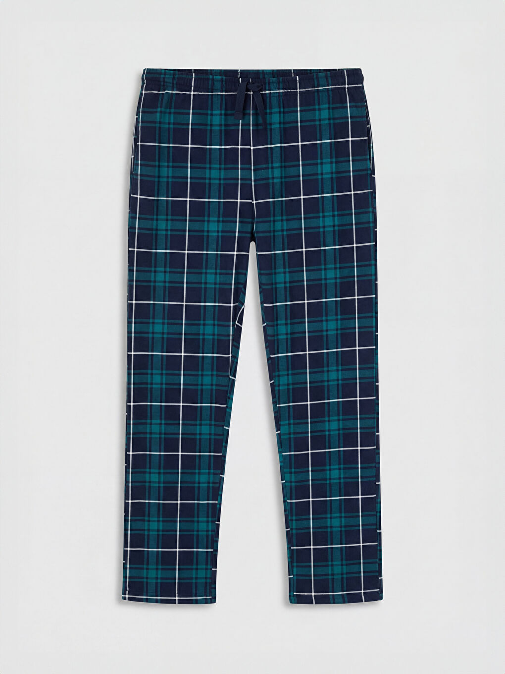Lacivert Regular Fit Ekose Erkek Pijama Takımı-4