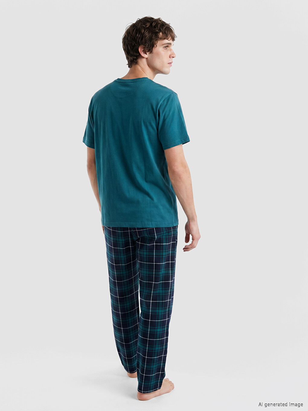 Regular Fit Plaid Men's Pyjama Set-3
