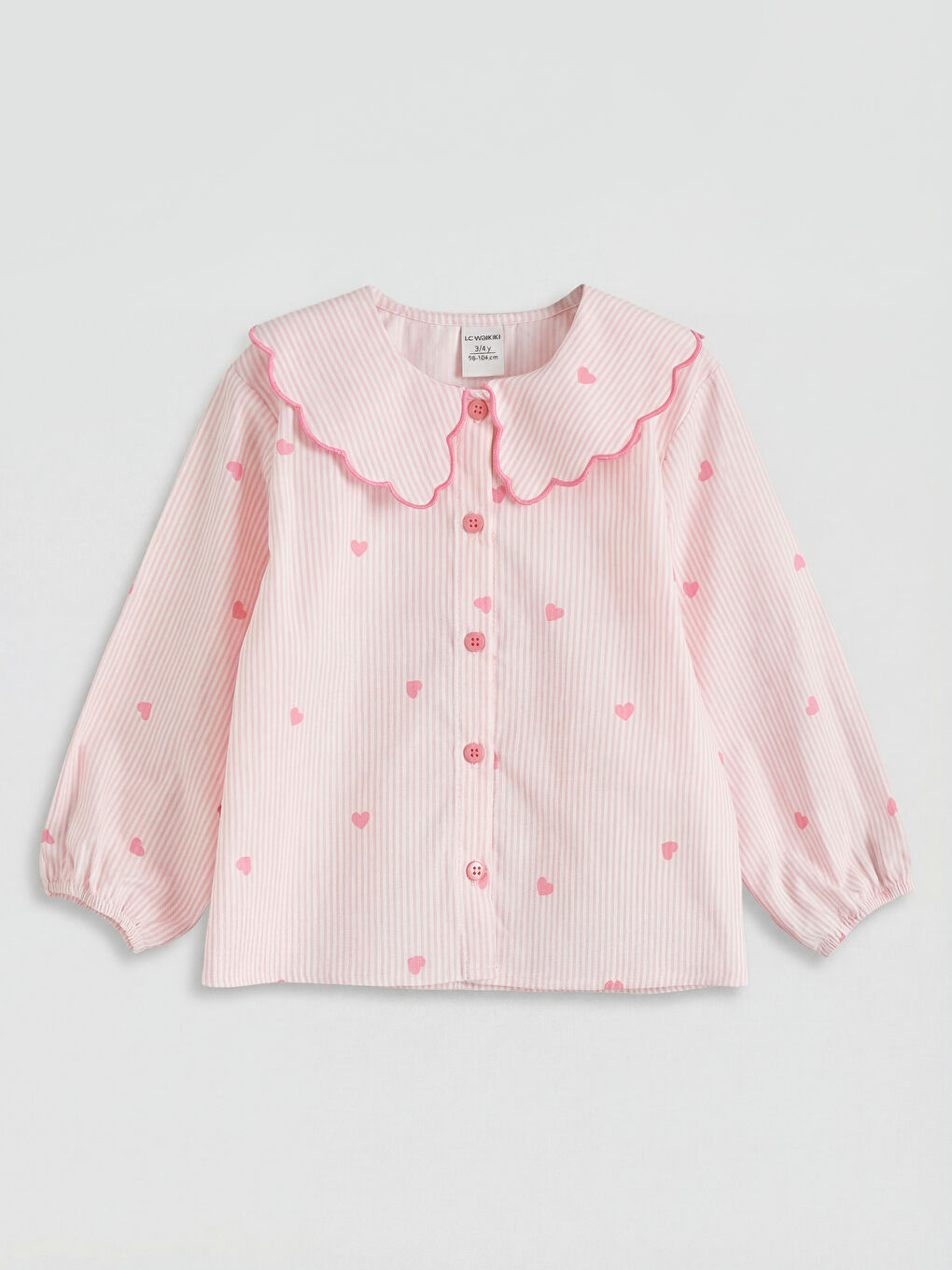Pembe Bebe Yaka Kız Çocuk Gömlek