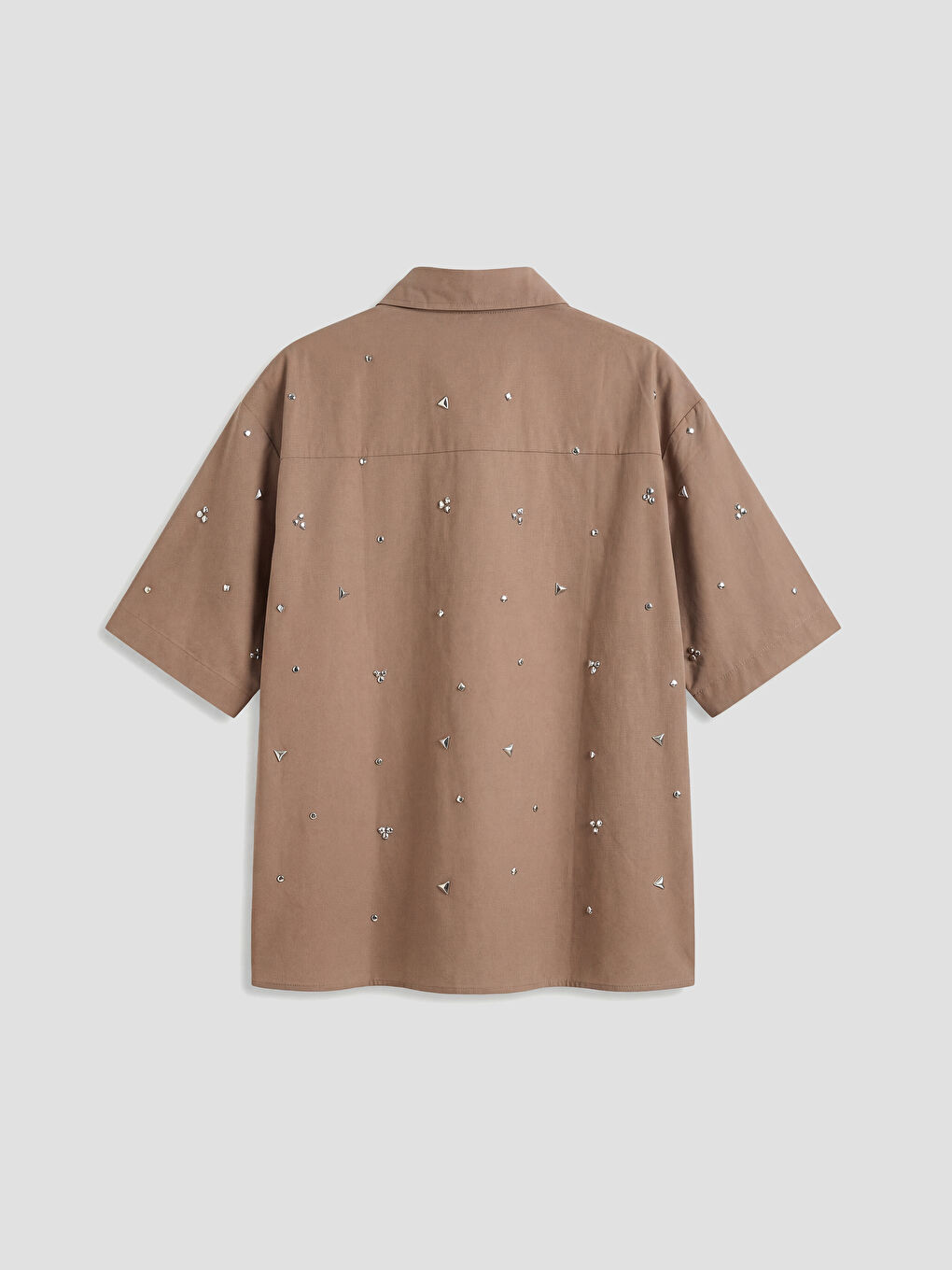 Kahverengi Taş İşlemeli Kadın Gömlek-1