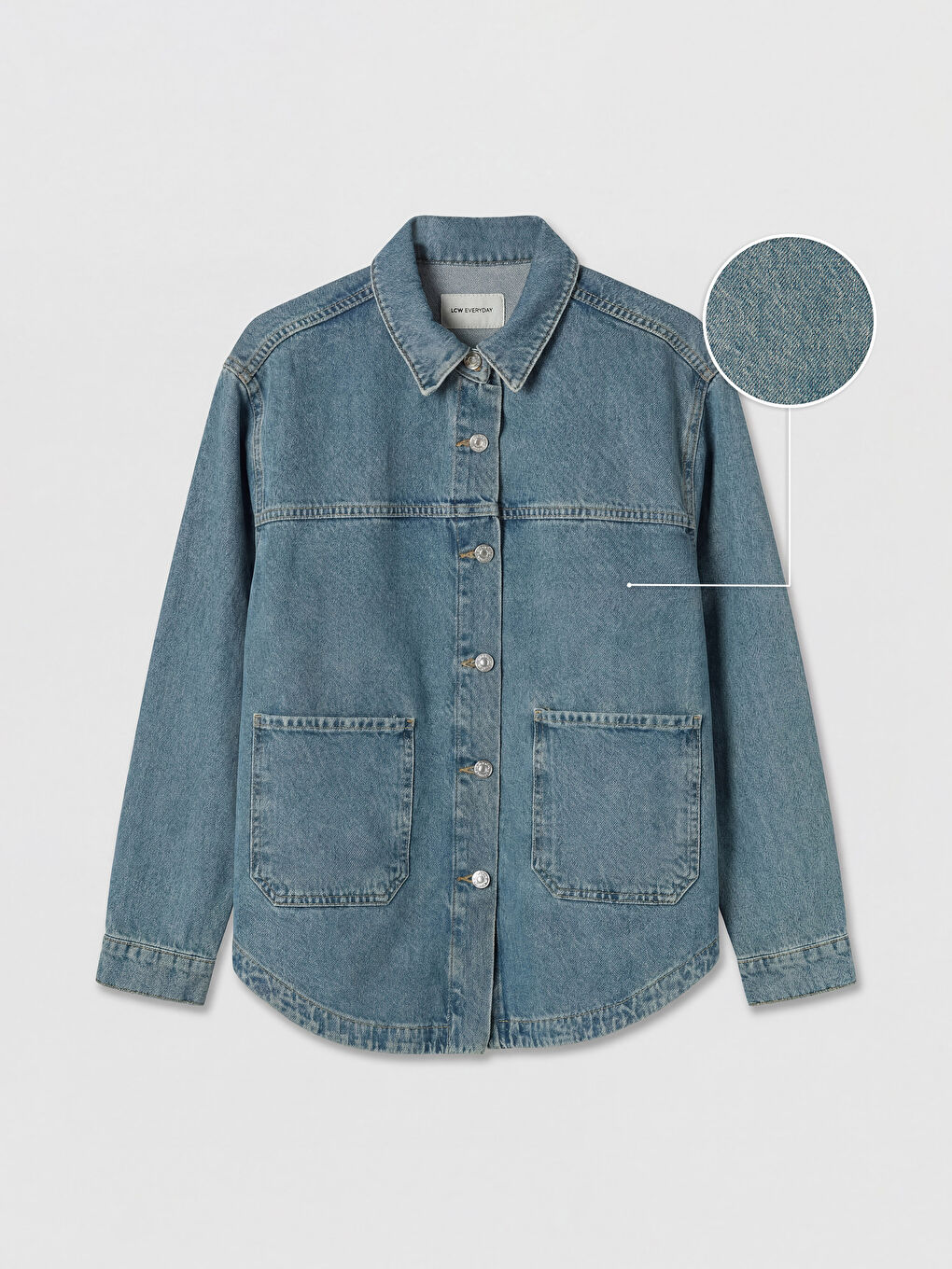 İndigo Gömlek Yaka Oversize Kadın Jean Ceket