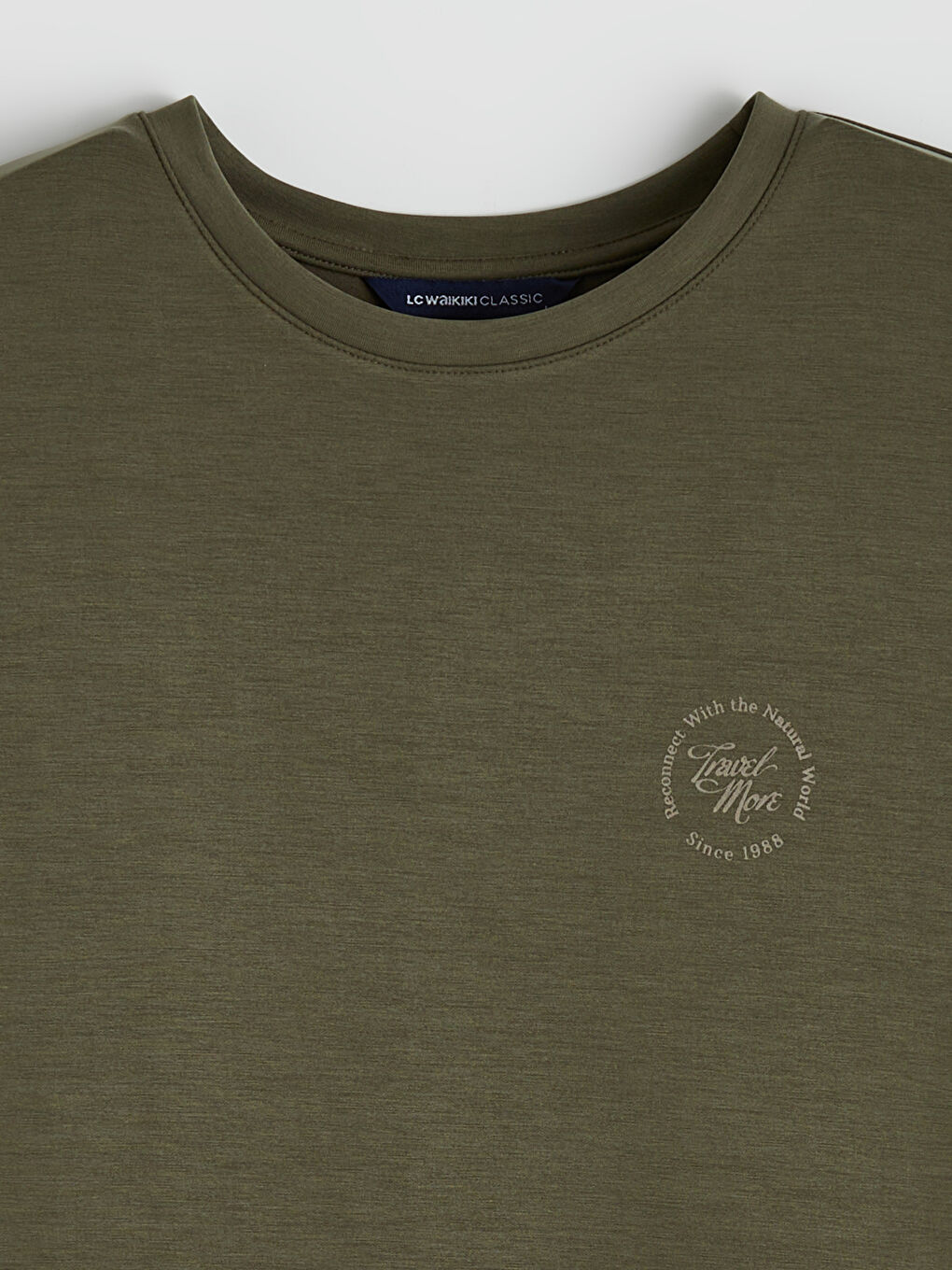 Haki Standart Kalıp Nakışlı Erkek Tişört-5