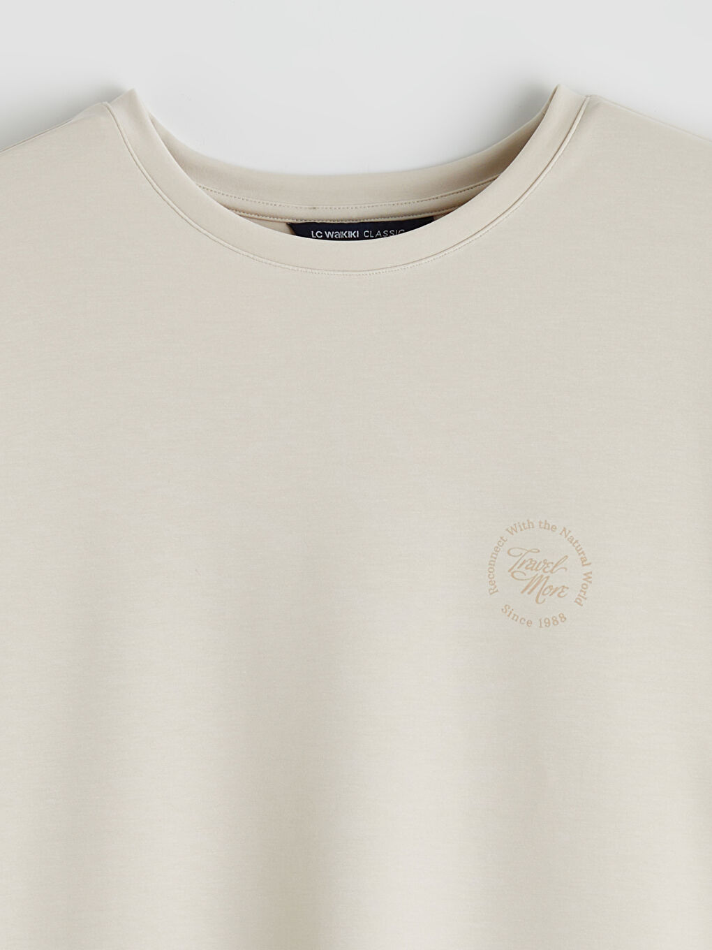 Gri Bisiklet Yaka Baskılı Erkek Tişört-1