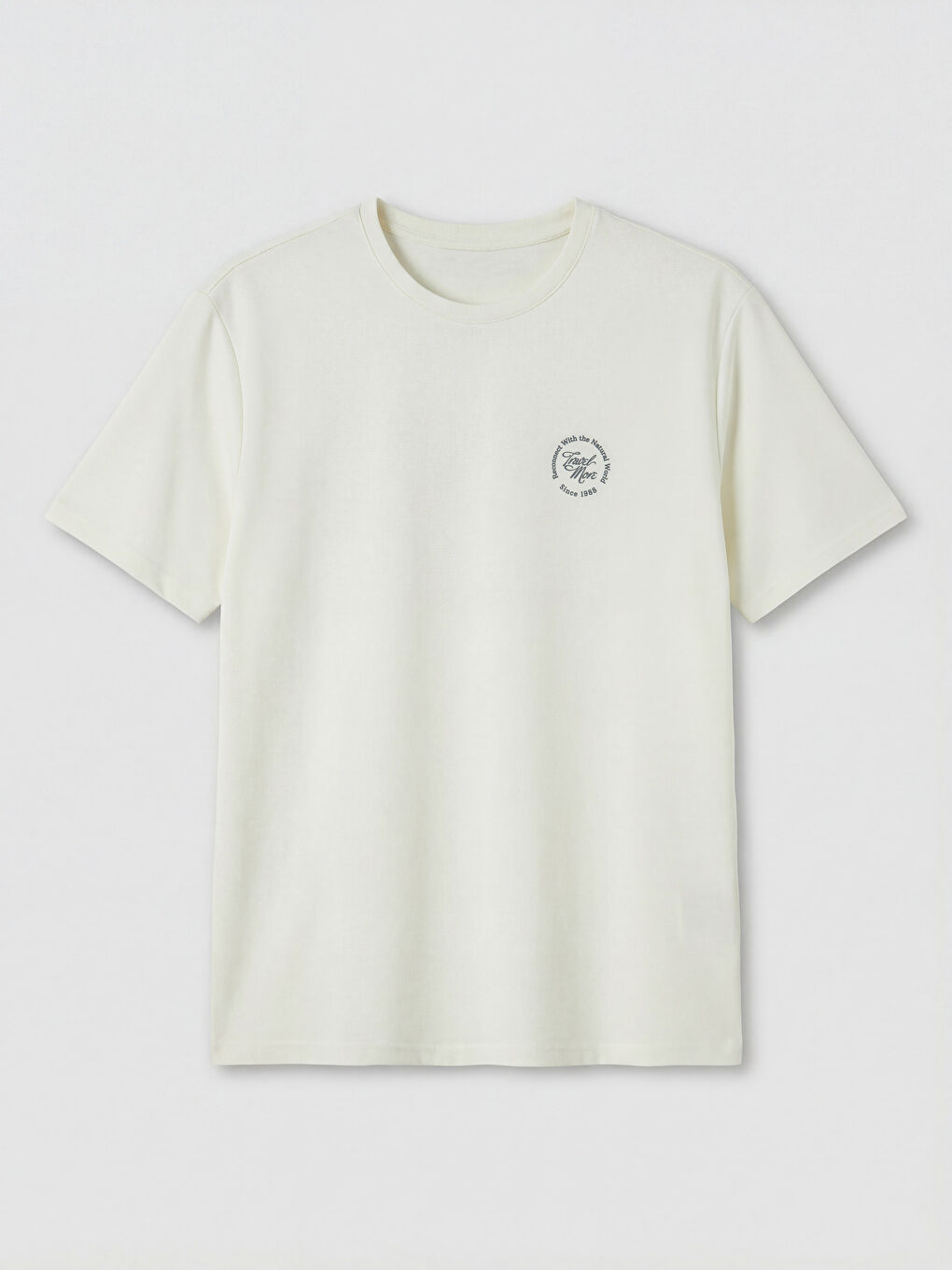 Ekru Standart Kalıp Baskılı Erkek Tişört