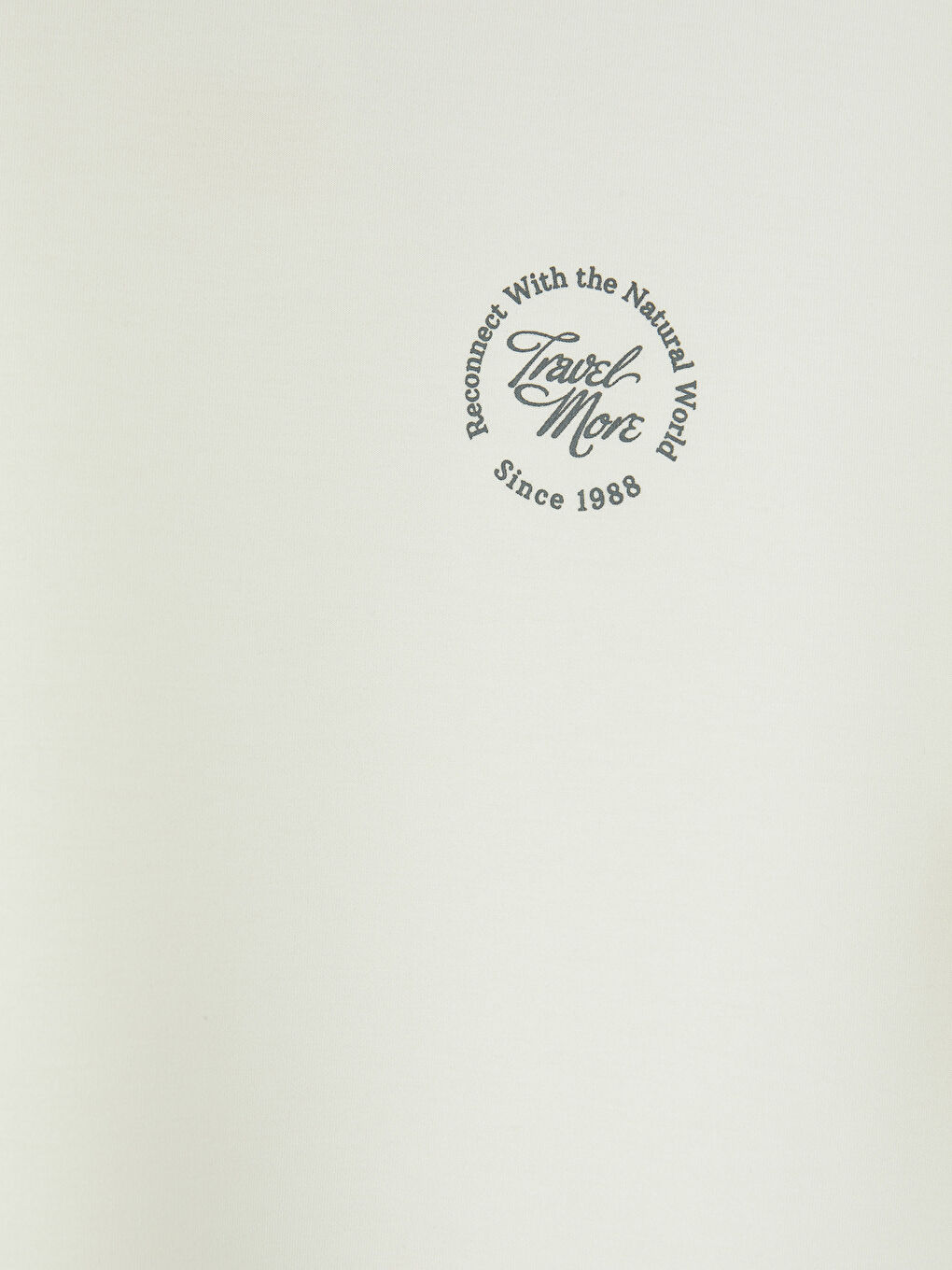 Ekru Standart Kalıp Baskılı Erkek Tişört-2