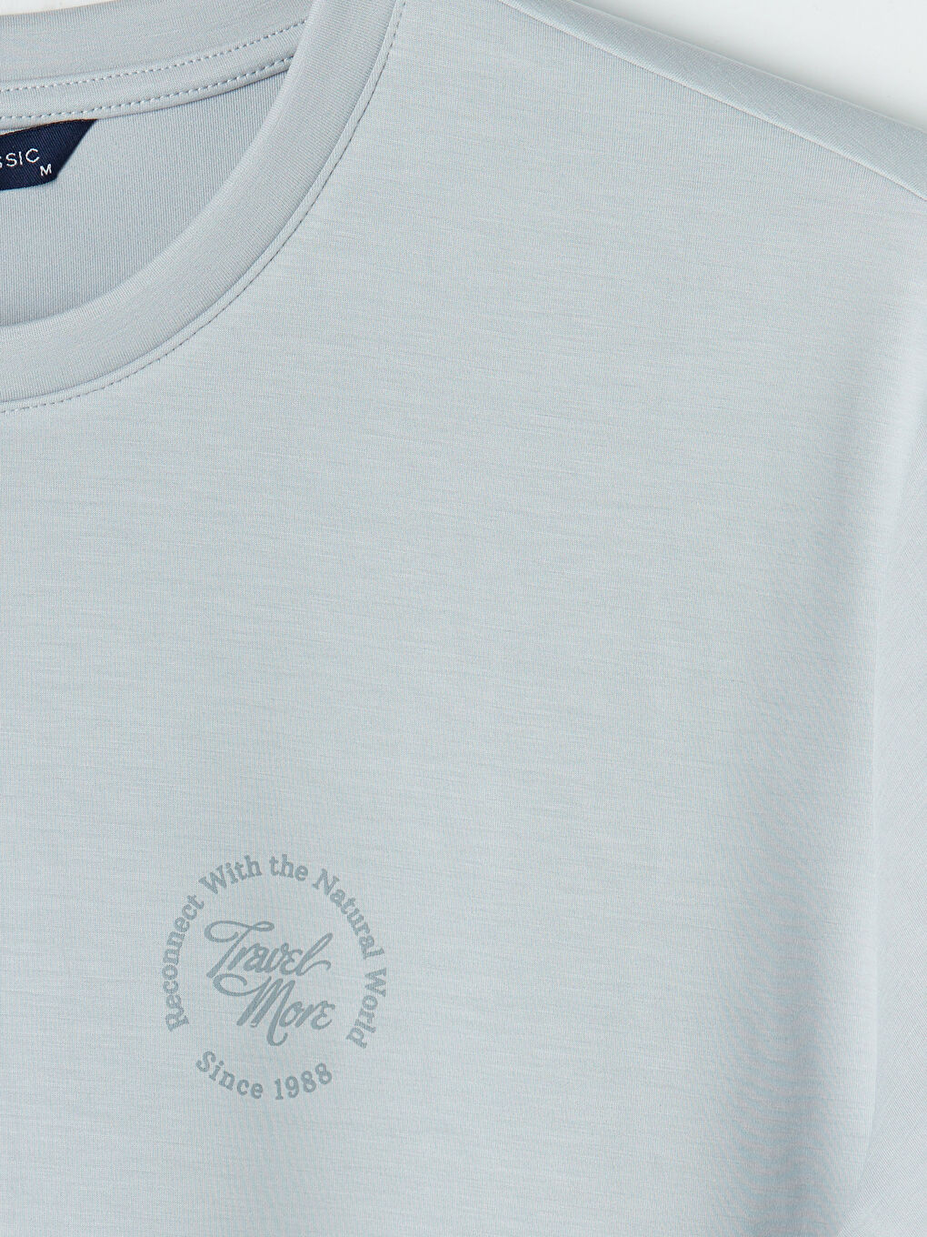 Gri Standart Kalıp Nakışlı Erkek Tişört-2