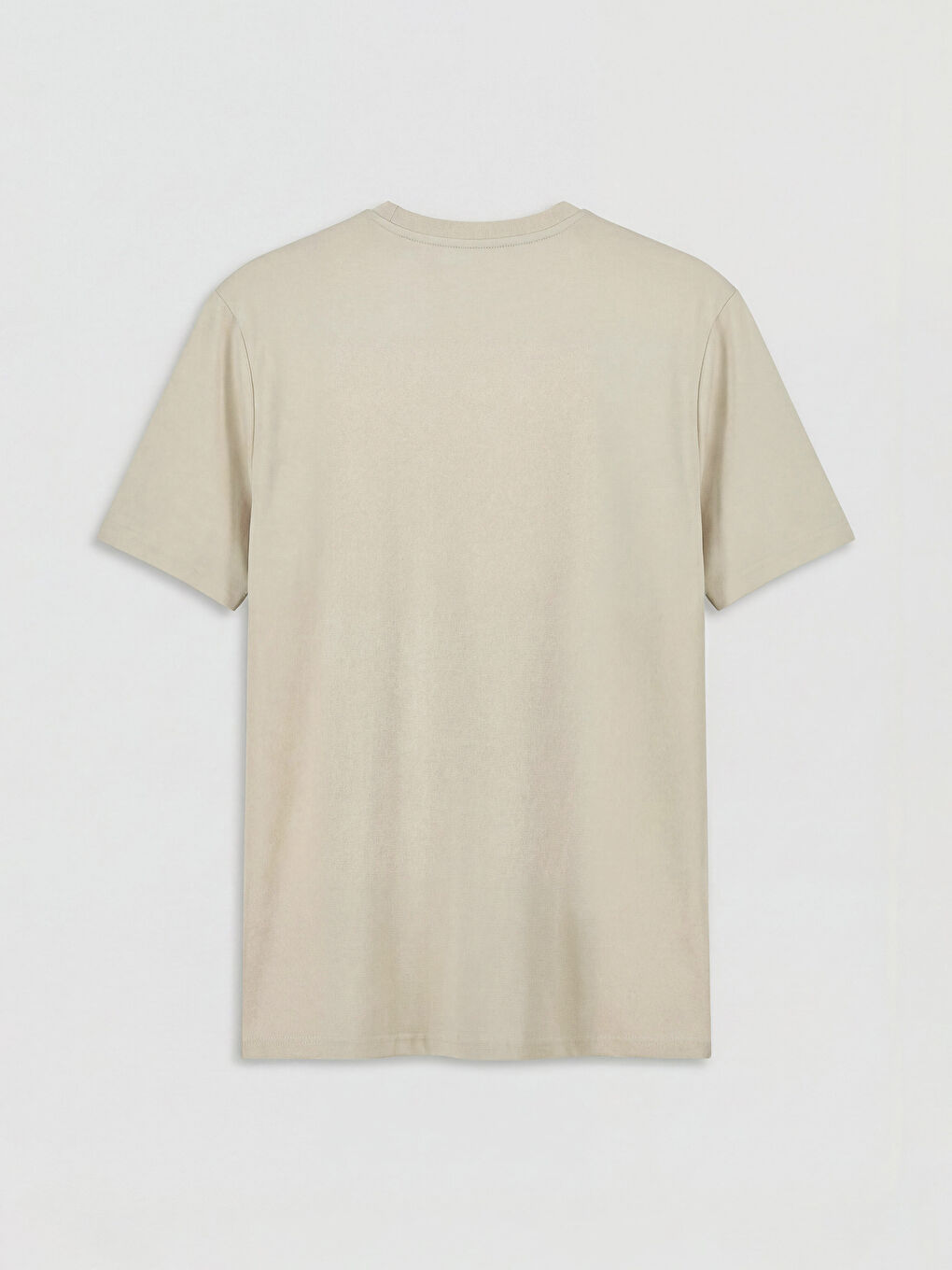 Bej Standart Kalıp Nakışlı Erkek Tişört-1