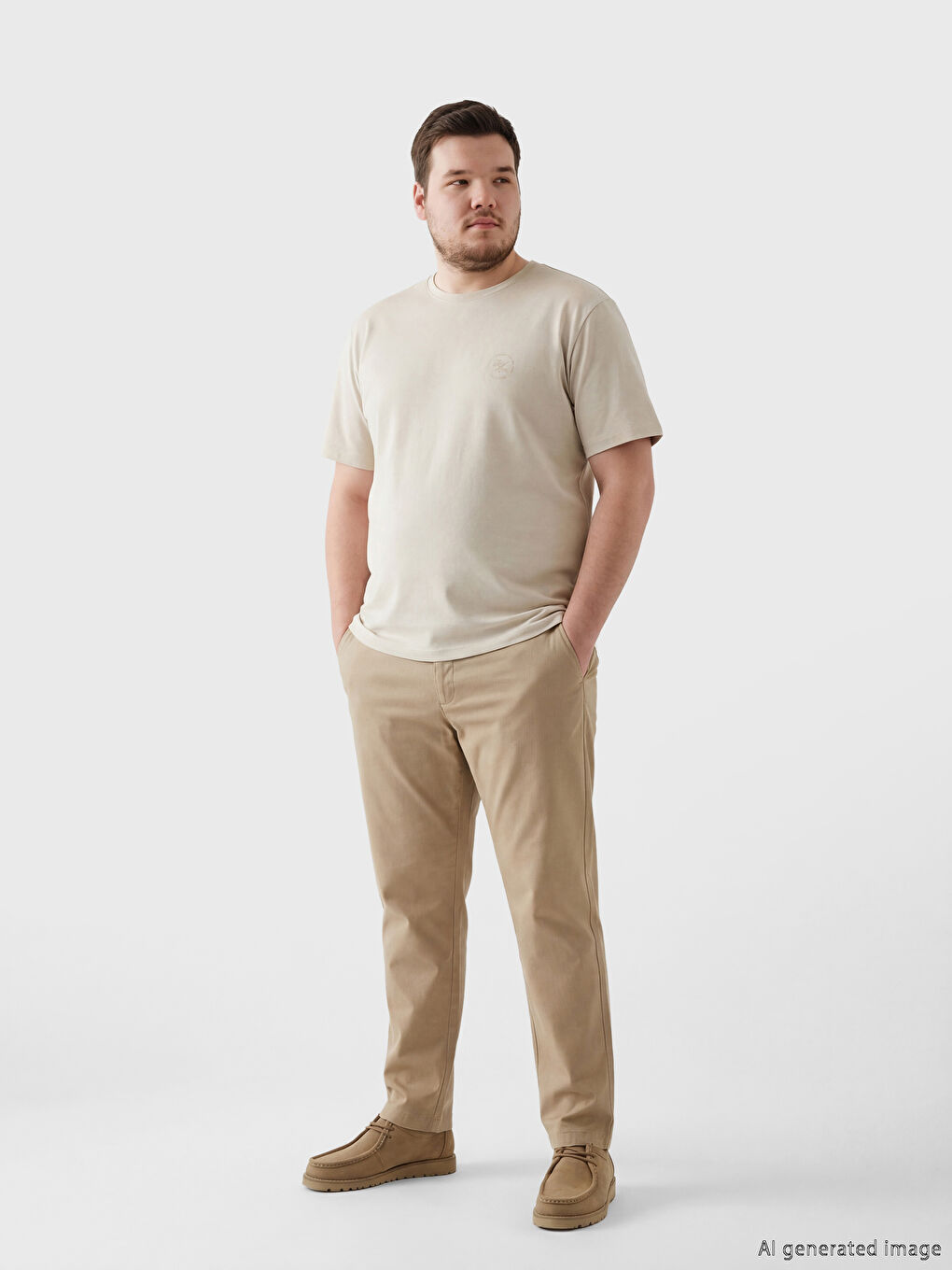 Gri Bisiklet Yaka Baskılı Erkek Tişört-1