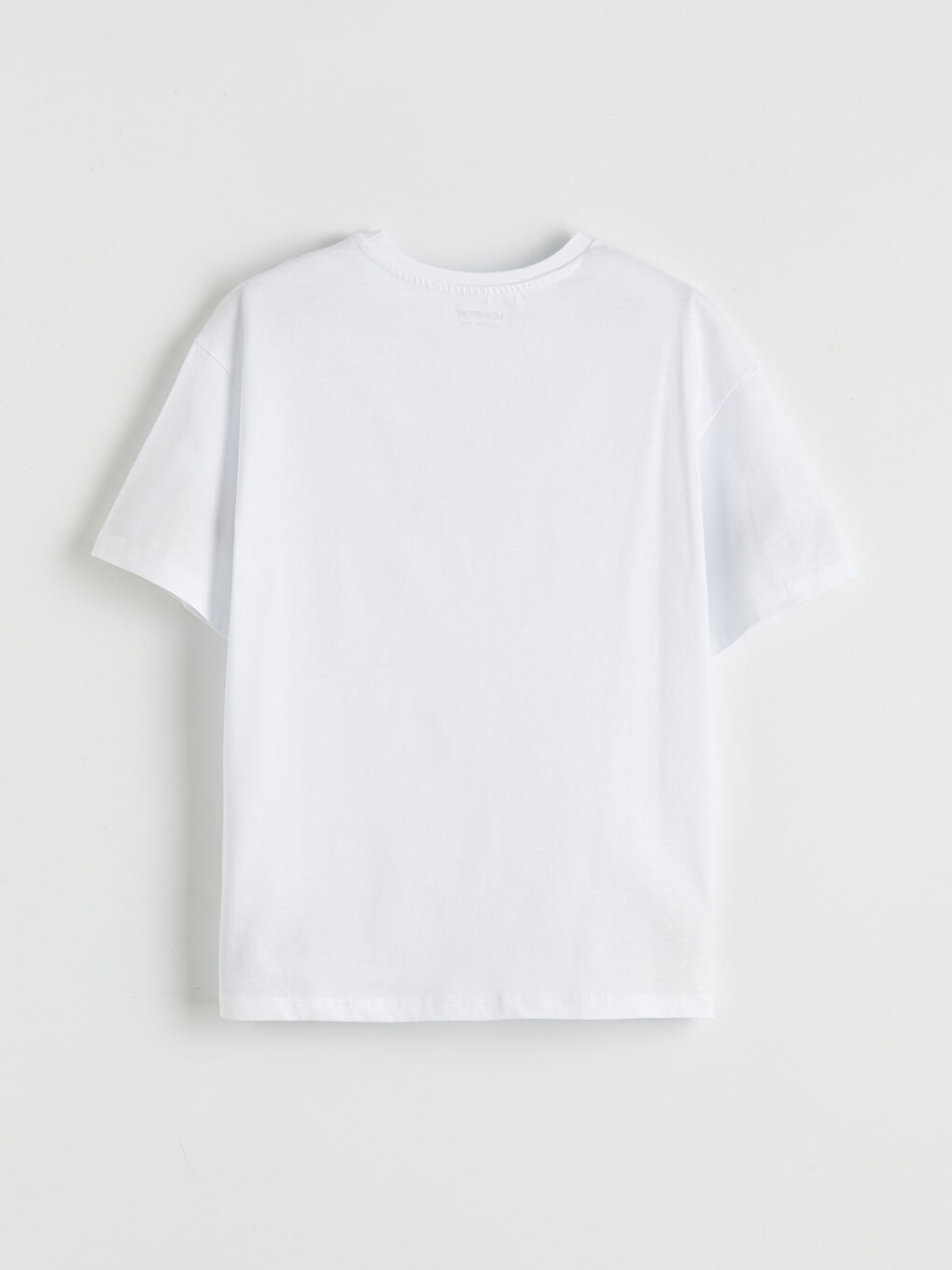 Beyaz Bisiklet Yaka Penguen Baskılı Kız Çocuk Tişört-1