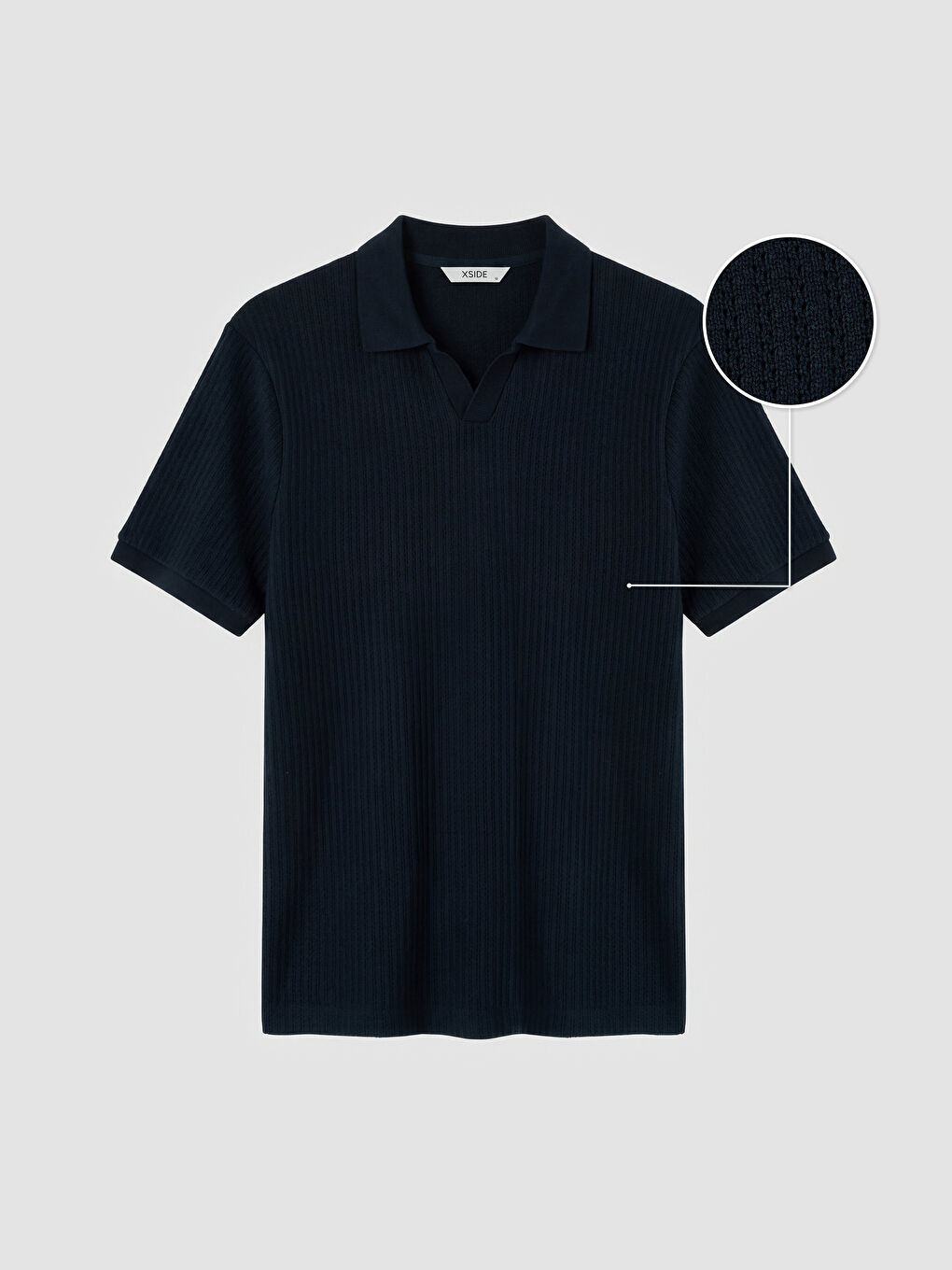 Lacivert Polo Yaka Penye Ajurlu Erkek Tişört