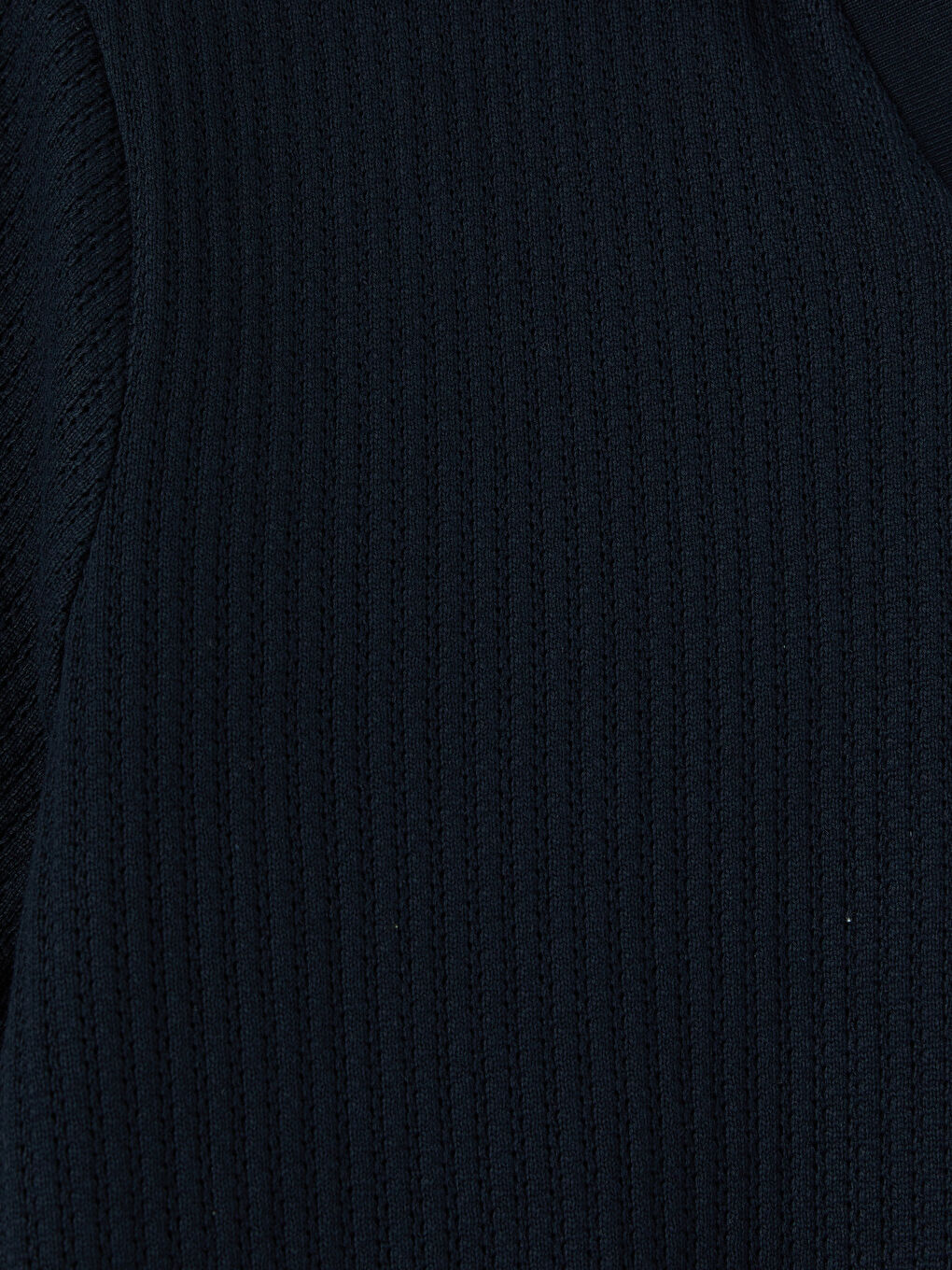 Lacivert Polo Yaka Penye Ajurlu Erkek Tişört-2