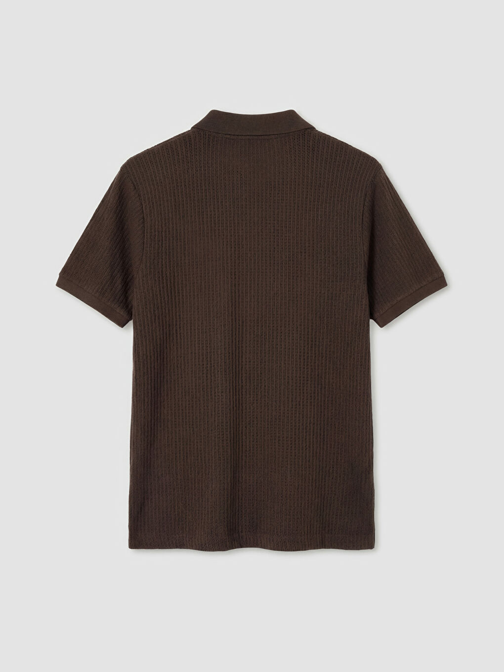 Kahverengi Polo Yaka Penye Erkek Tişört-1