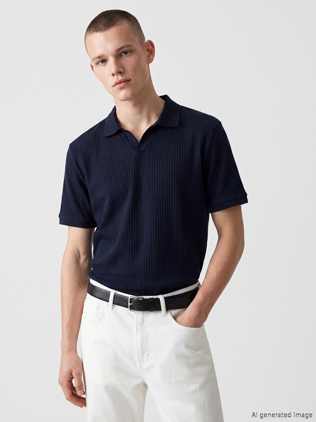 Polo Collar Jersey Open-Knit Men's T-Shirt