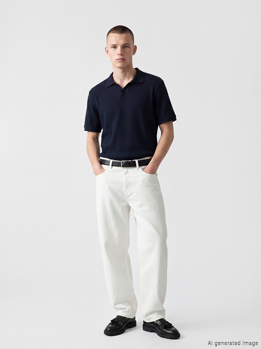 Polo Collar Jersey Open-Knit Men's T-Shirt-1