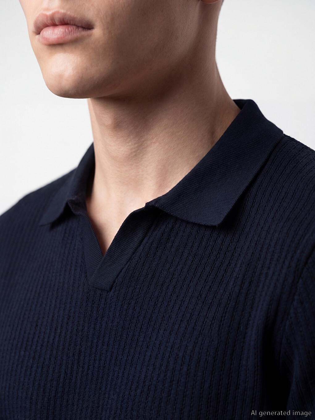 Polo Collar Jersey Open-Knit Men's T-Shirt-2
