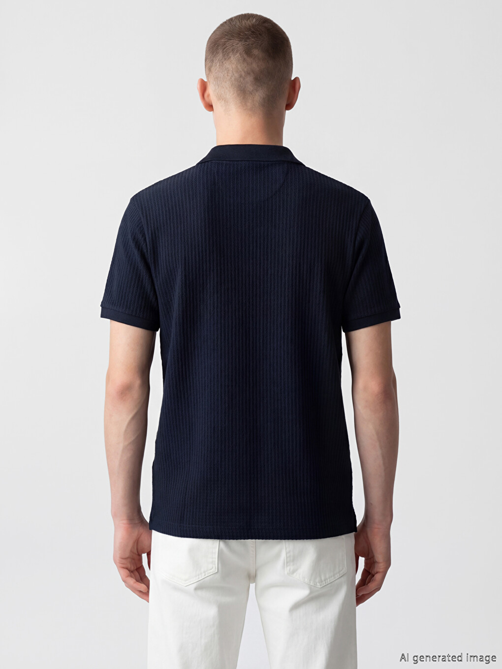 Polo Collar Jersey Open-Knit Men's T-Shirt-3