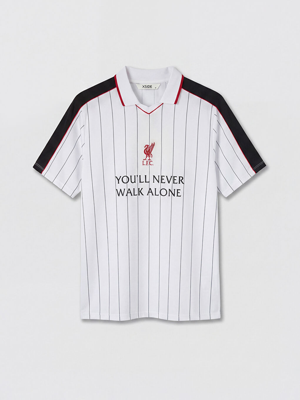 Siyah Polo Yaka Liverpool Baskılı Erkek Spor Tişört